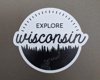 Explore Wisconsin 3" x 3" circular Fridge, Car Magnet