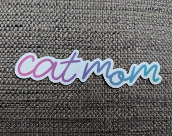 Cat Mom cursive vinyl sticker