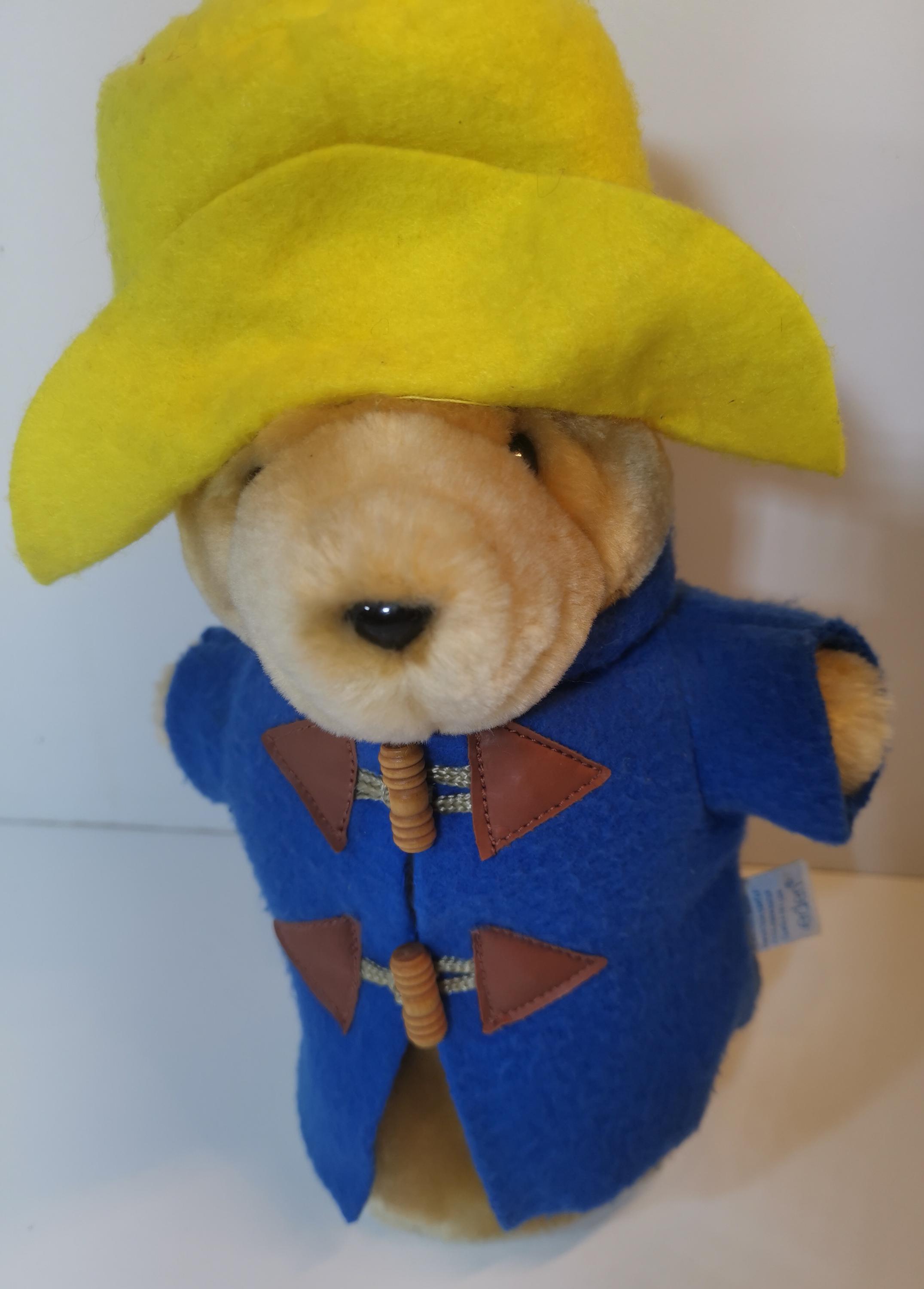 VNTG Eden Paddington Bear Plush Hand Puppet Blue Rain Coat