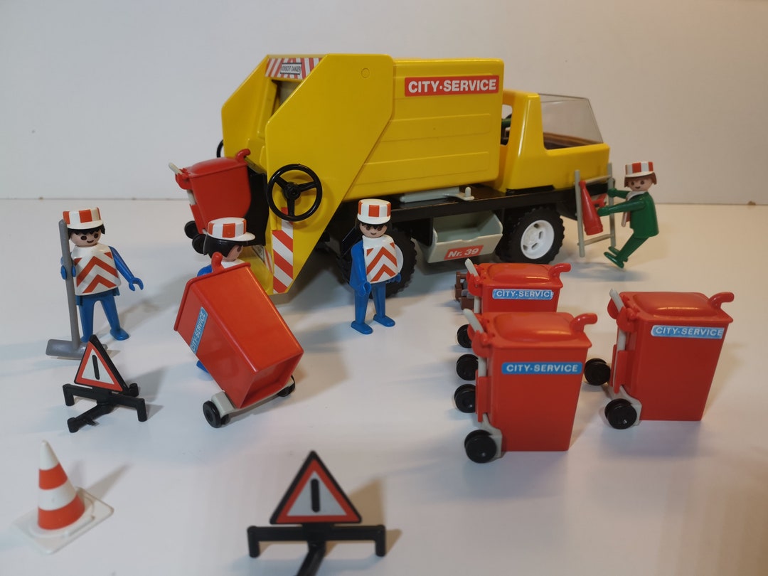 PLAYMOBIL vintage camions poubelles chantier échelle 3