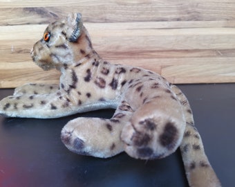 VTG Rare Steiff Ocelot/ozelot ,reclining Wild Cat Orange Eyes