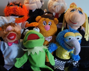 Rare Disney Muppets Heroes ,HandPuppets dolls, Miss Piggy, Kermit, Fozzie, Swedish Chef, Gonzo,Waldorf & Statler. AH Dutch market action
