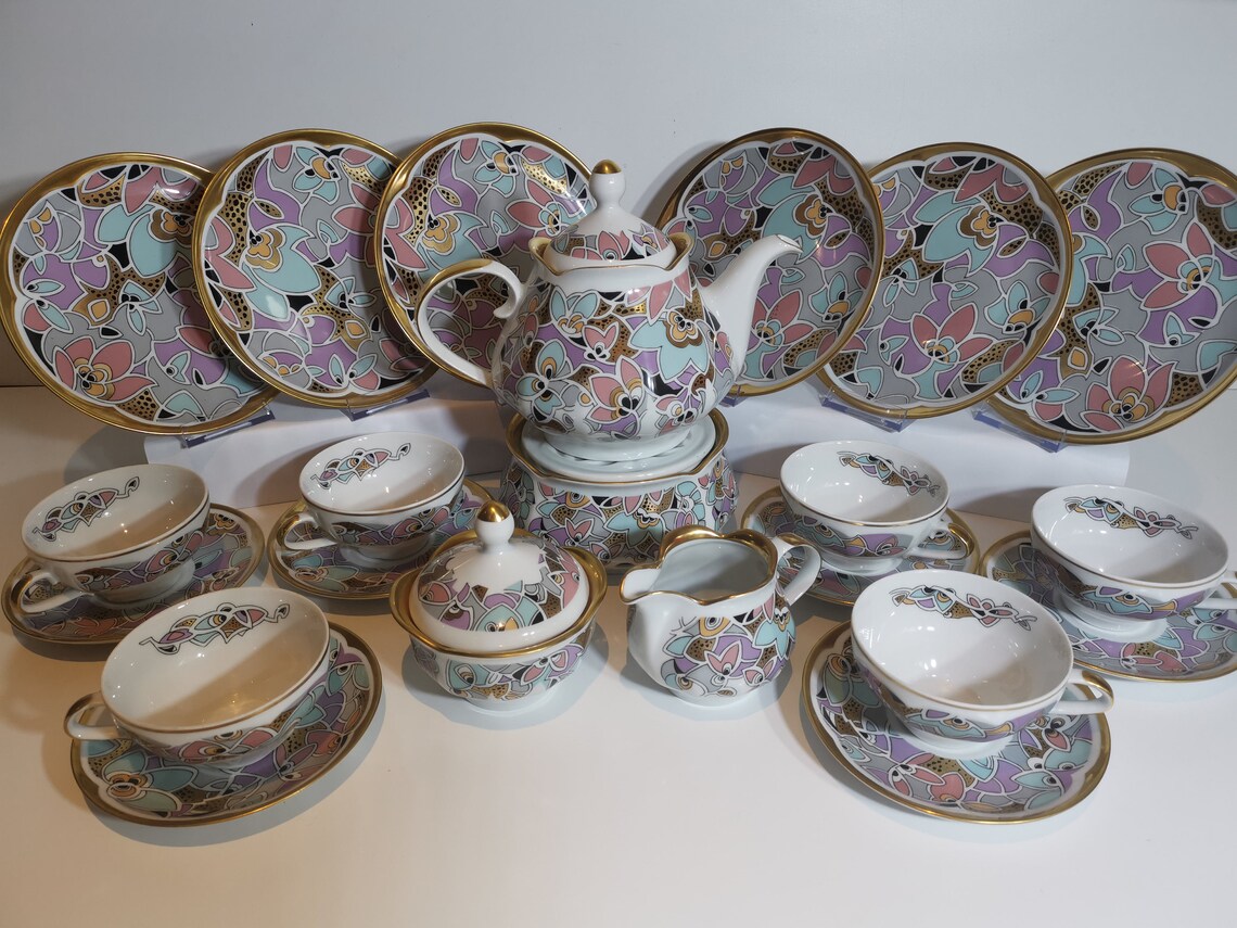 VTG JLMENAU Graf Von Henneberg Porcelain Tea Set 24 St Etsy