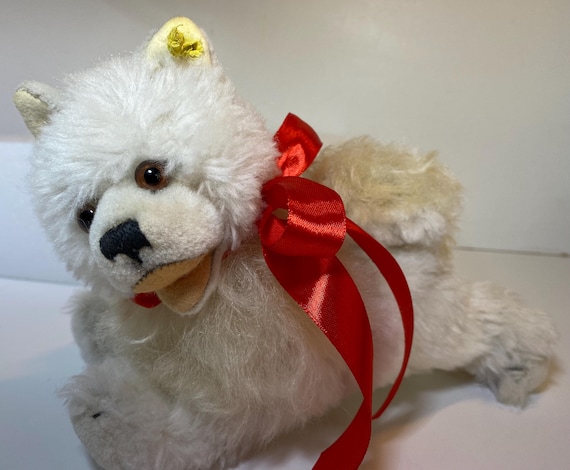 VTG Rather Rare Steiff Cosy Blanko Spitz Dog ,white Spitz, Button