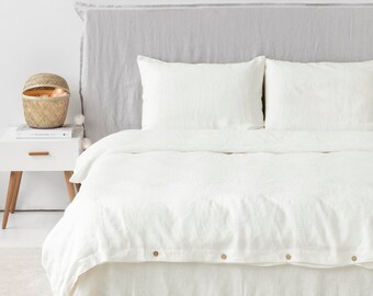 Ivory White linen bedding set. Linen duvet cover and two linen pillowcases. Washed linen bedding. Flax bedding set