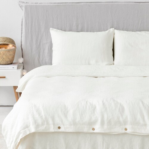 Ivory White Linen Bedding Set. Linen Duvet Cover and Two Linen Etsy