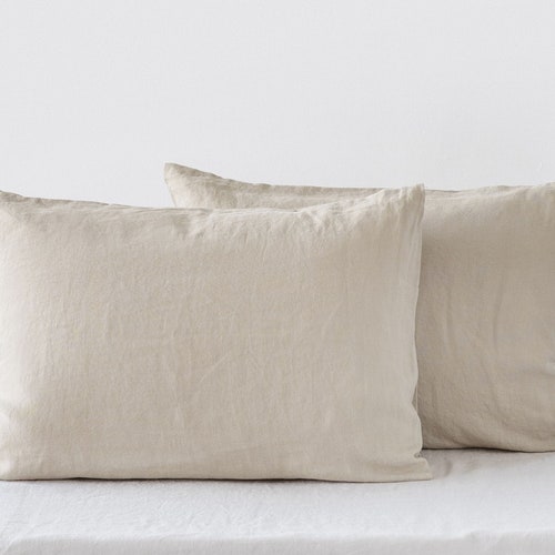 2x Linen Pillowcases Beige. Set of 2 Linen Pillowcases. Etsy