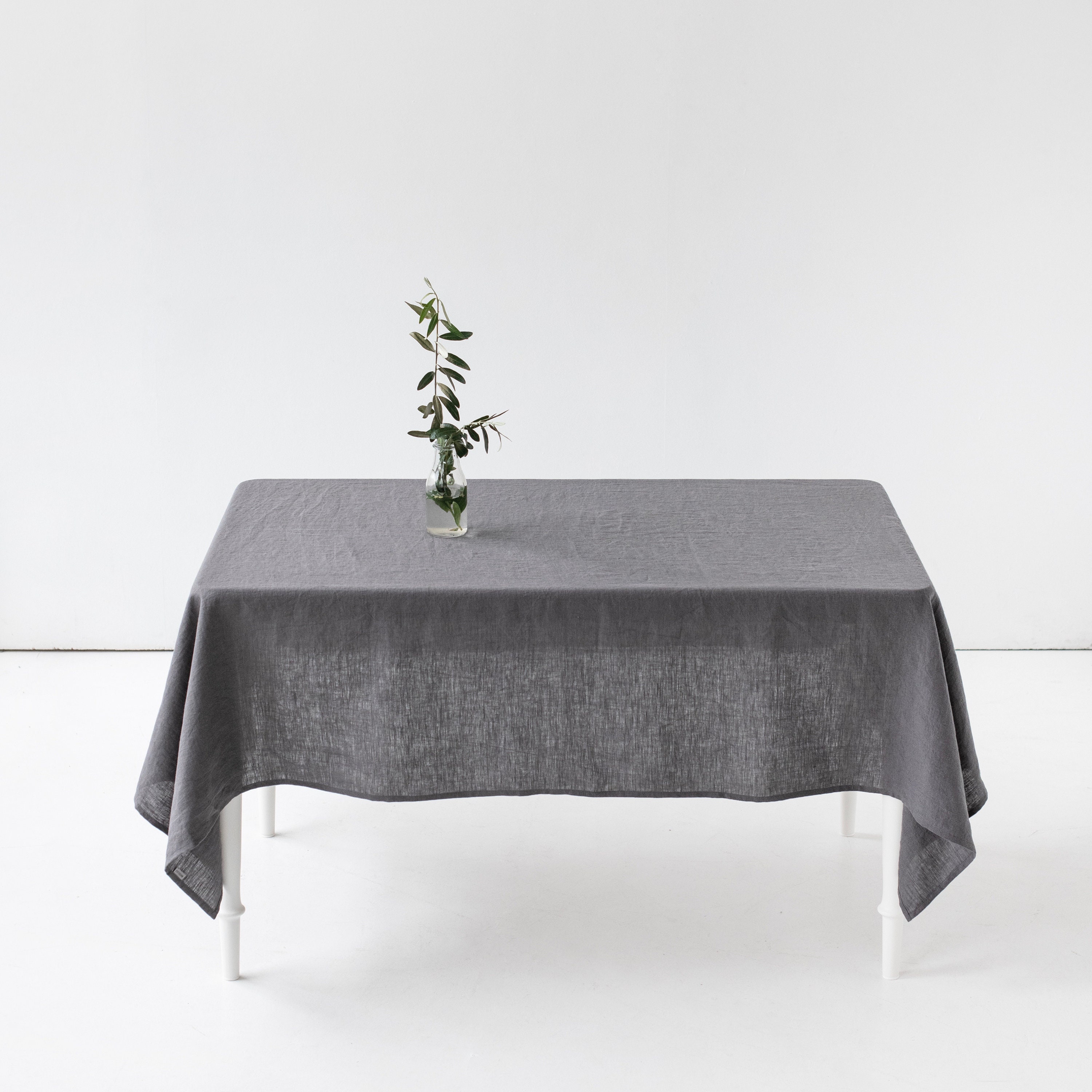 Linen tablecloth Dark gray. Washed linen table cloth. Natural Etsy