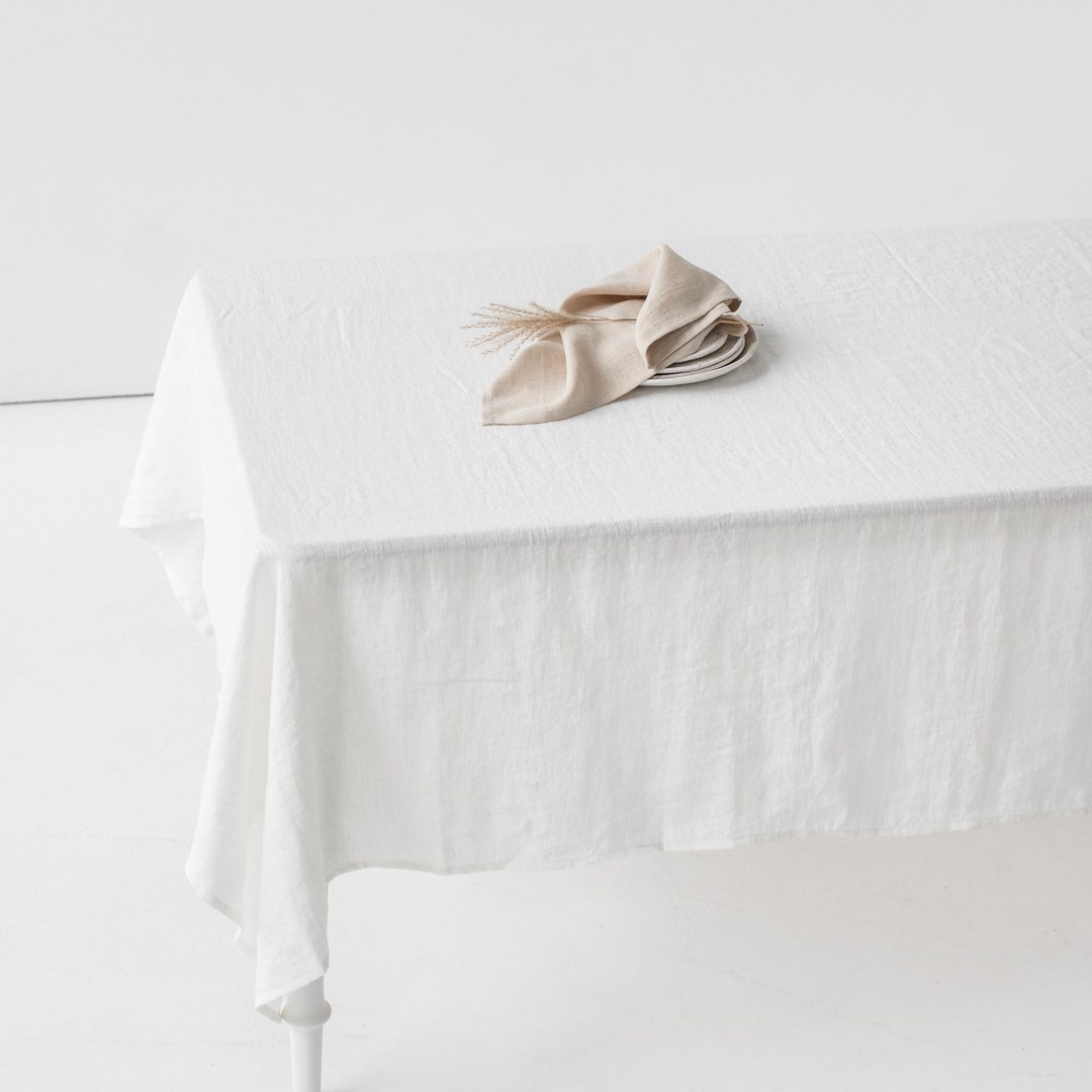 Linen Tablecloth, Ivory White. Natural Dinning Tablecloth. Washed Linen Tablecloth. Rectangular