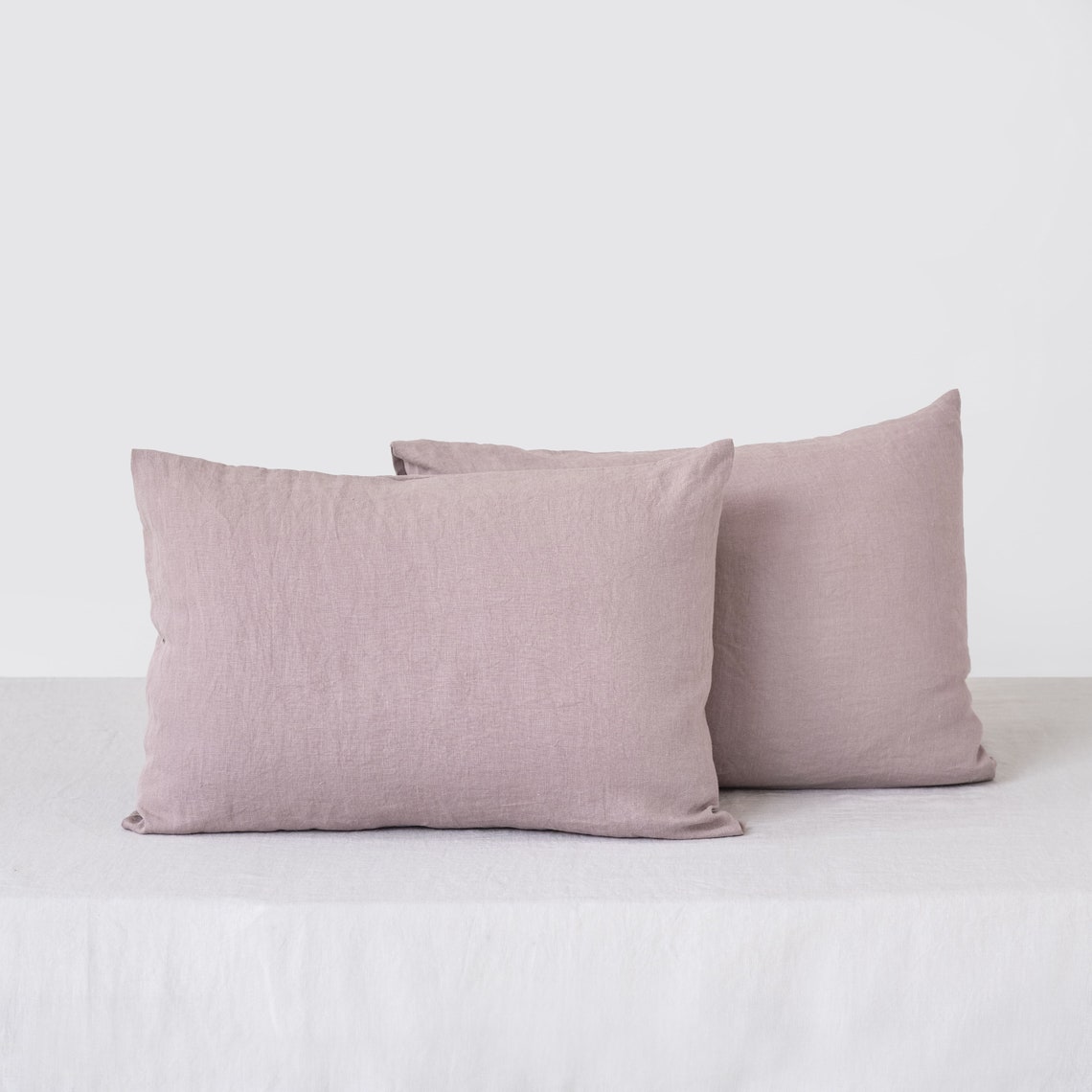 Mauve linen pillowcases. Set of 2 linen pillowcases. Standard Etsy