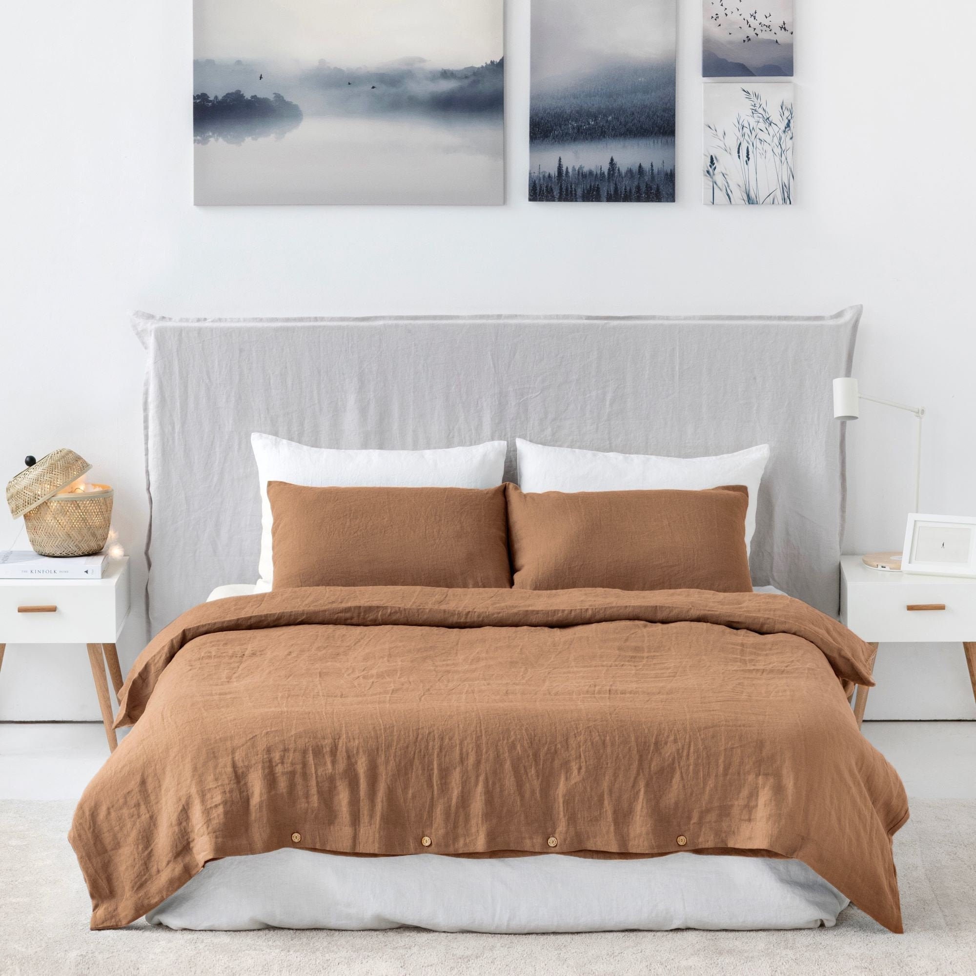 Caramel brown linen bedding set. Duvet cover and pillow cases Etsy.de