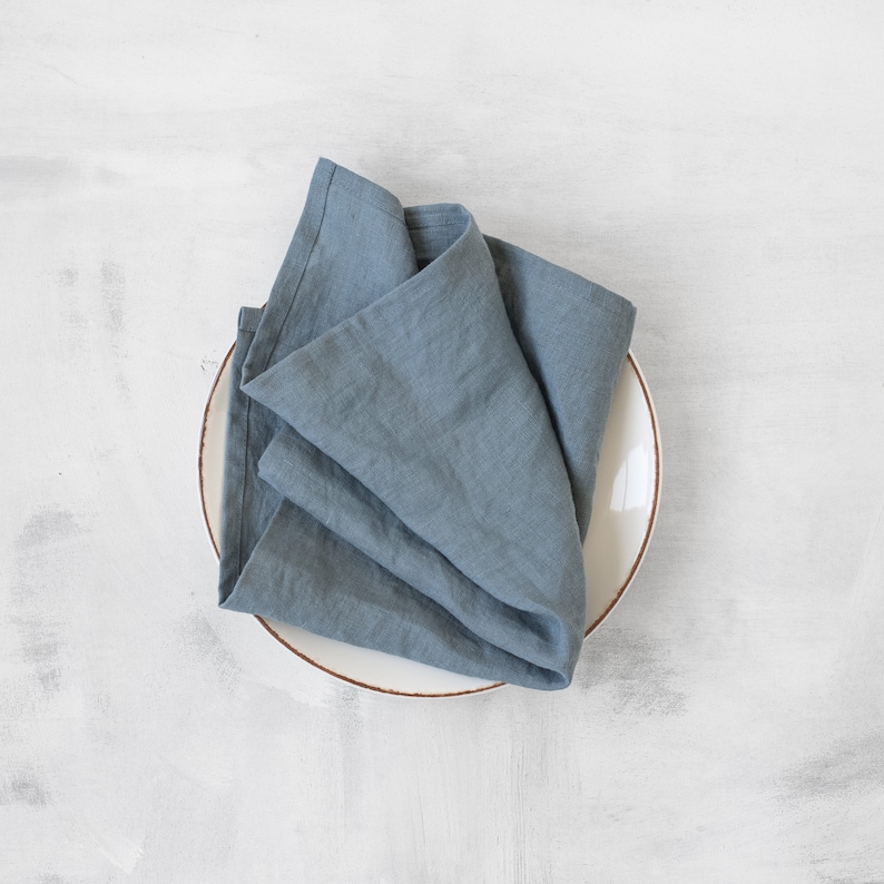 French Blue Linen Napkins. Set of 2 Stonewashed Linen Napkins. Etsy
