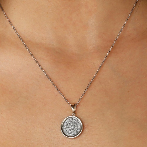 Greek Pendant Sterling Silver Minoan Phaistos Disc Etsy