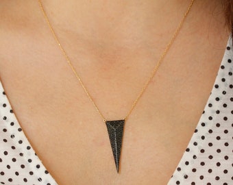 Geometric Triange Necklace - 925 Sterling Silver -  Long Triangle Necklace