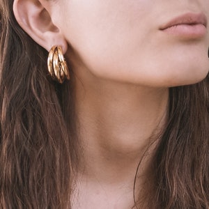 Triple Hoop Earrings Modern Gold Hoop Earrings Rose Gold Modern Hoops Silver Triple Hoop Earrings Chunky Hoop Earrings Huggie Hoop Earring