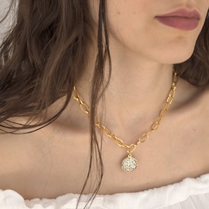 Stunning Gold Phaistos Disc Necklace