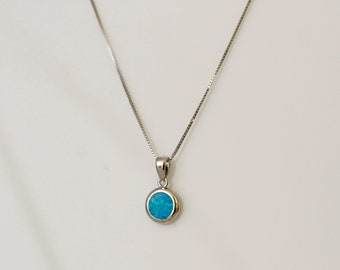 Stunning Blue Opal Necklace - 925 Sterling Silver Jewelry