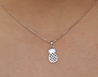 Cute Tropical Pineapple Pendant Necklace - 925 Sterling Silver