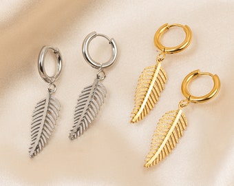Silver Hoop Leaf Earrings - Gold Hoop Leaf Earrings - Elegant Nature-Inspired Jewelry
