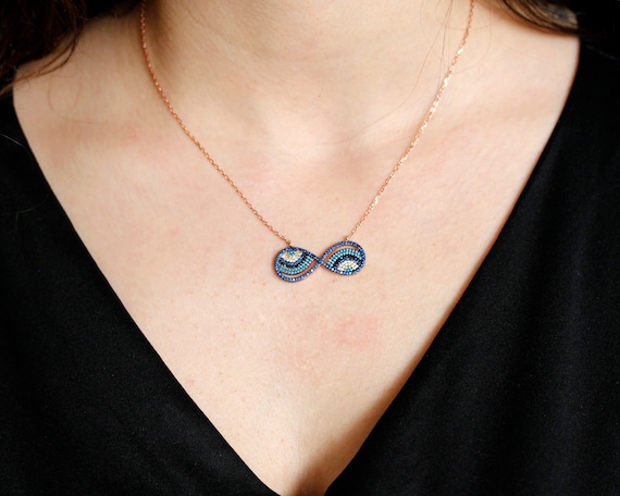 Infinity Evil Eye Necklace – 925 Sterling Silver, Multicolor