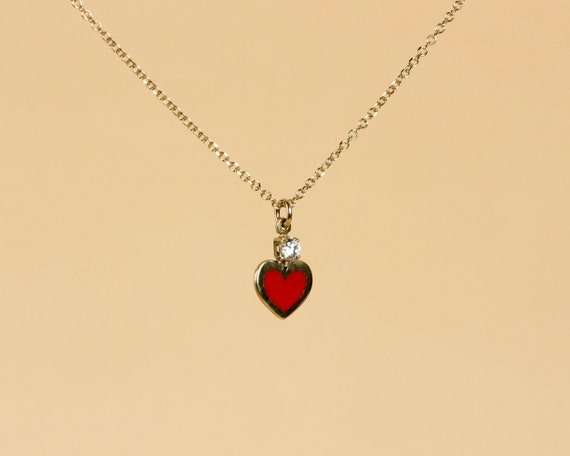 red heart gold necklace