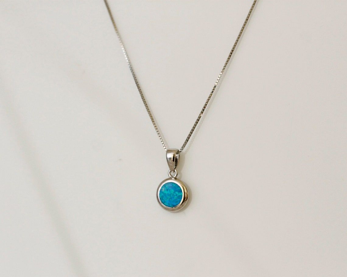 Blue Opal Necklace Silver 925 White Opal Necklace Gold Opal | Etsy