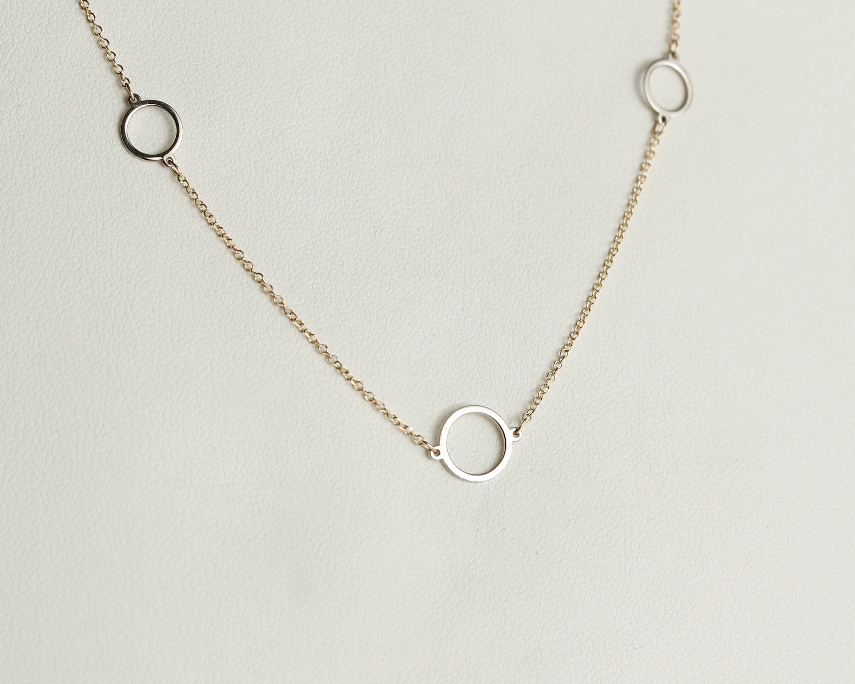 9K White Gold Circle Necklace Gift for Her Etsy