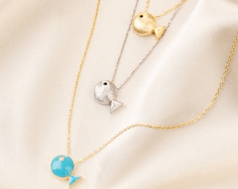 Sterling Silver Fish Pendant Necklace: Handcrafted Minimalist Jewelry