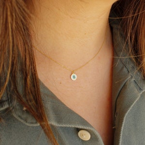 14k Solid Gold Evil Eye Necklace – Dainty Protection Jewelry, Minimalist Gold Pendant, Greek Eye Gift for Her