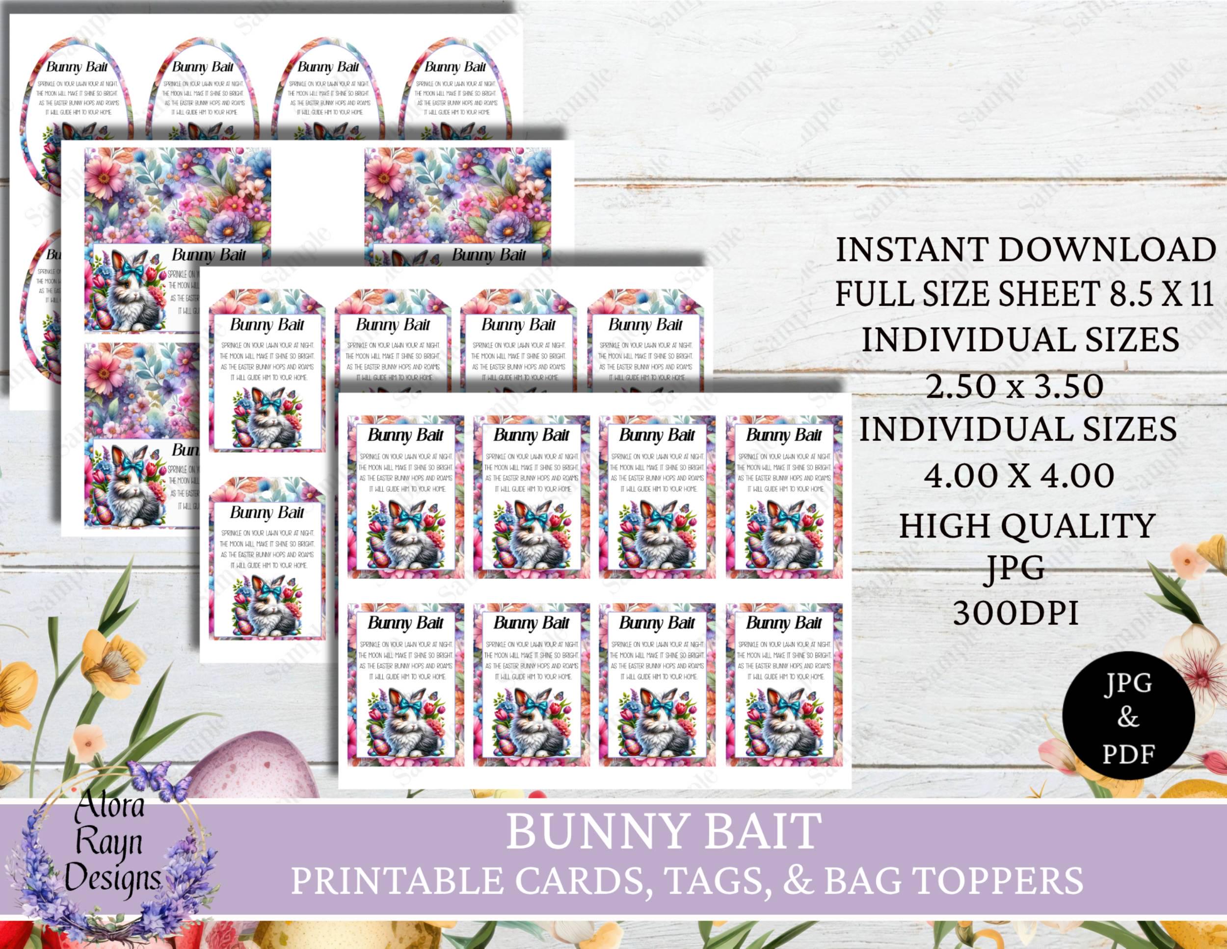 Bunny Bait Cards, Bunny Food Tags, Kids Easter Activity Bag Topper ...