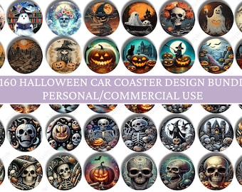 160 Halloween Car Coaster Design Bundle, Google Drive Car Coaster Designs, Car Coaster Bundle, Car Coaster Designs, Commercial Use