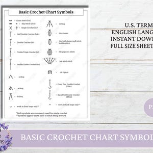 Crochet Basic Symbol Chart, Crochet Journal Page, Basic Häkelanleitungen, Anfänger Häkelanleitungen, Instant Download