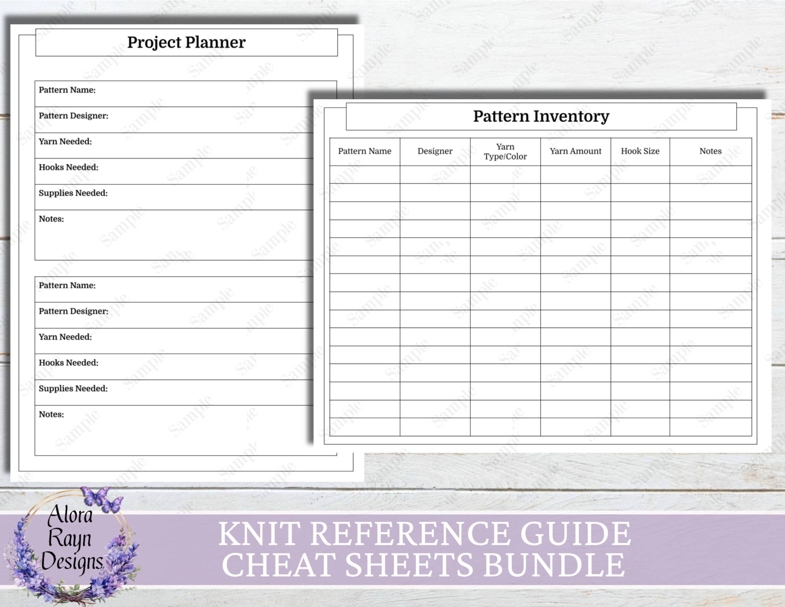 Knit Reference Guidescheat Sheet Bundle, Printable Knit Reference Pages ...