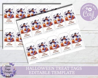 EDITABLE Halloween Gift Tag, Halloween Class Gift Tag, Halloween Favor Tag, Trick or Treat Favor Tag, Halloween Treat Tags