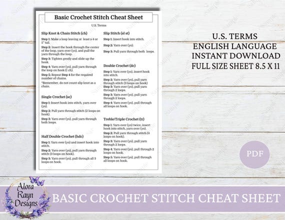 Printable Crochet Stitch Guide Uk