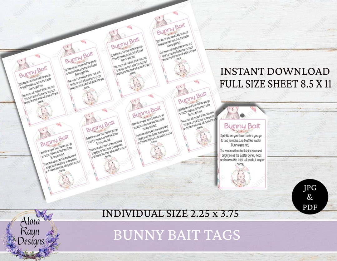 Bunny Bait Printable Tags, Bunny Bait Labels, Kid's Activity Easter ...