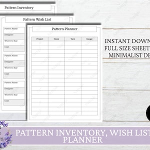 häkeln/stricken Musterinventar, Wunschliste & Planerseiten druckbare, Muster-Planerseiten, druckbare Musterseiten, Instant Download