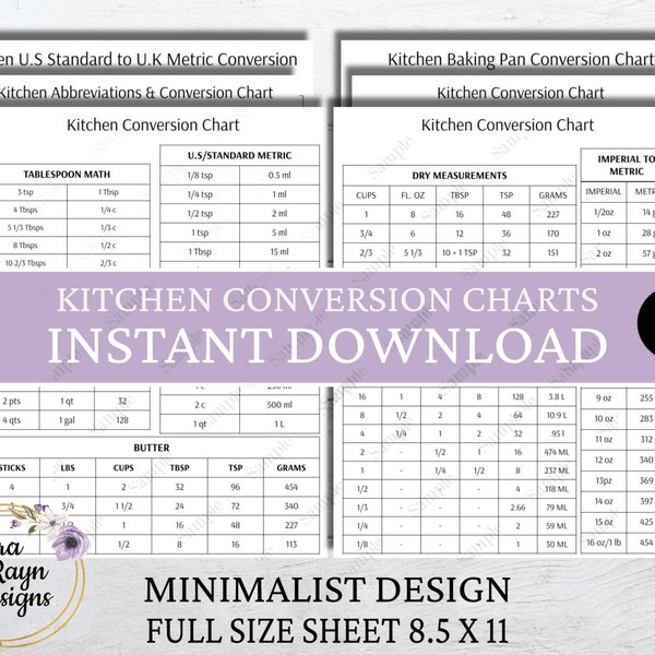 Kitchen Conversion Chart - Etsy