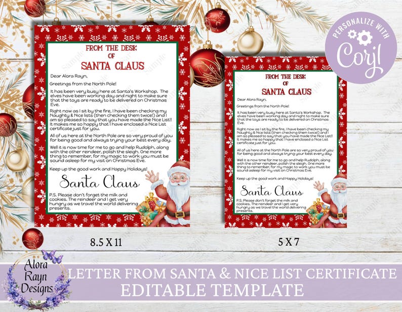 Editable Letter From Santa Letter & Nice List Certificate Bundle ...