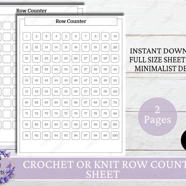 Basic Crochet/Knit Row Counters, Row Tracker Sheet , Crocheters/Knitters Stitch Tracker, Crochet Project Planner