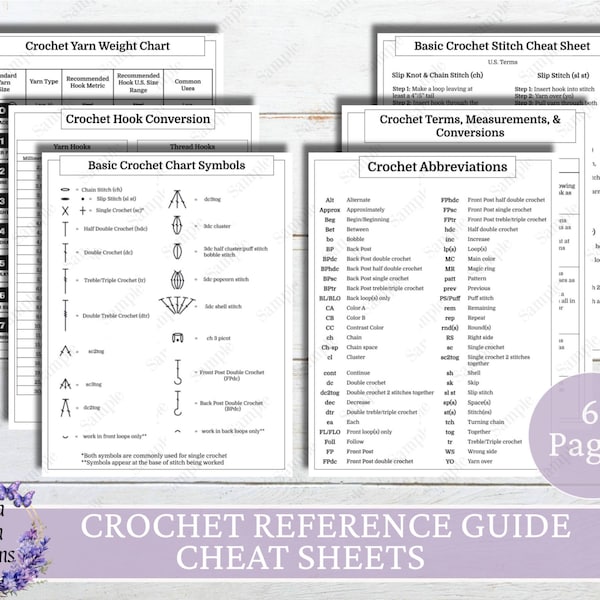 Crochet Reference Guides, Beginner Crochet Reference Guides, Instant Download
