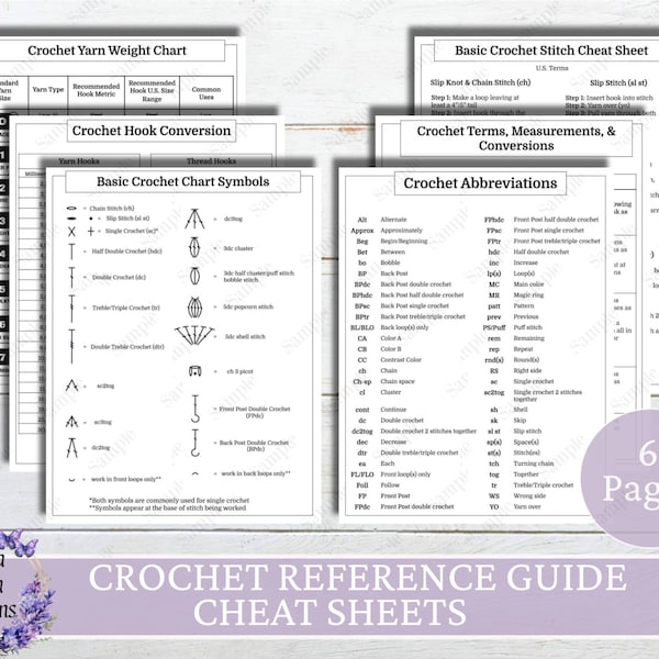 Guides de référence au crochet, guides de référence au crochet pour débutants, téléchargement immédiat