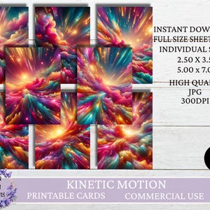 Cartões ATC de movimento cinético, cartões de diário de lixo, papel digital, cartões de diário para impressão, scrapbooking, download digital