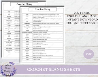 Guía de referencia de jerga de crochet, página de diario de crochet, guías básicas de crochet, guías de crochet para principiantes, descarga instantánea