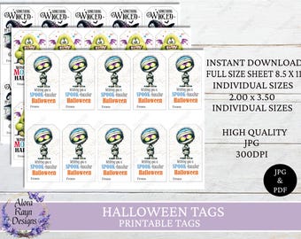 Halloween Geschenkanhänger, Halloween-Klasse Geschenkanhänger, Halloween Geschenkanhänger, Süßes oder Saures Geschenkanhänger