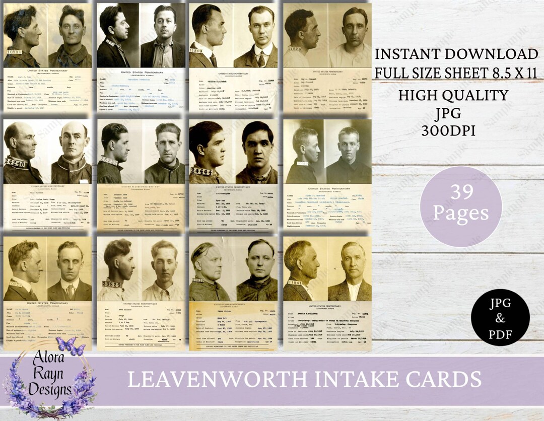 Intake Card 39 Vintage Leavenworth Inmate Intake Cards, Leavenworth Prison Records ...