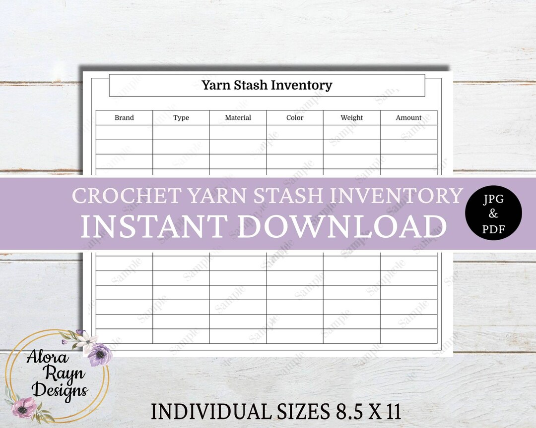 Crochet/knit Yarn Stash Inventory Printable, Crochet/knit Journal Page