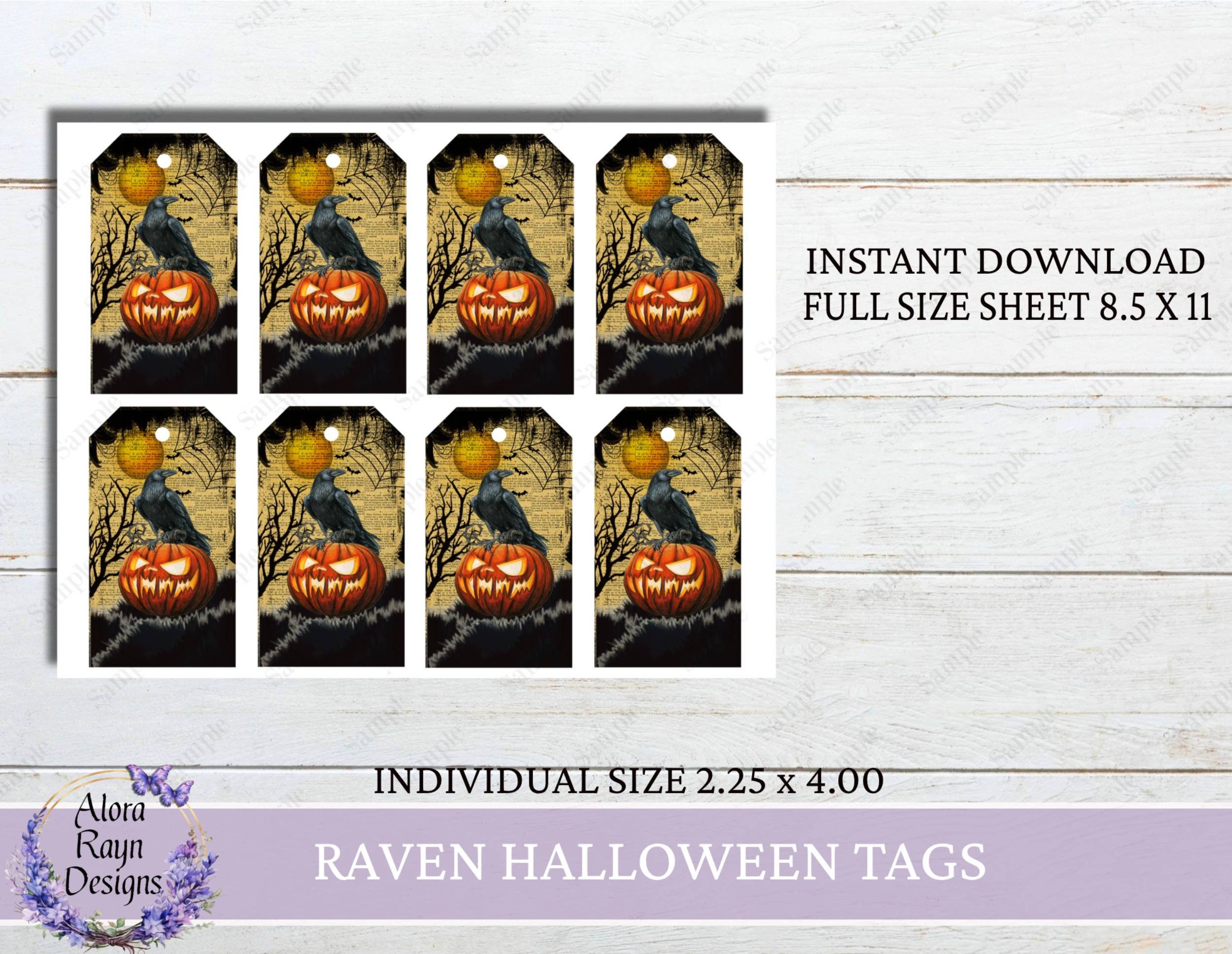 Raven Printable Tags, Printable Tags, Labels, Scrapbook Tags, Raven ...