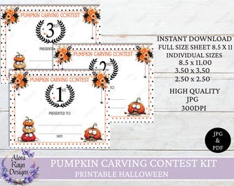 Kürbis schnitzen Zertifikat Kit, Halloween-Contest, Halloween Party Kit, Kürbis schnitzen Contest Award, Instant Download