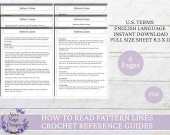 How to Read Pattern Lines Reference Guides, How to Read Pattern Lines, Beginner Crochet Reference Guides, Instant Download